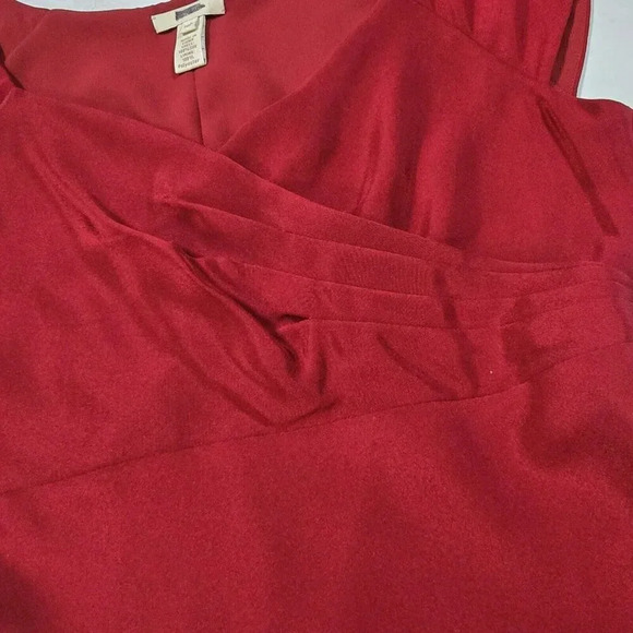 J.crew Burgundy Cocktail Dress V-neck Cap Sleeve Impire Waist 100% Silk Size 10 - Picture 9 of 13